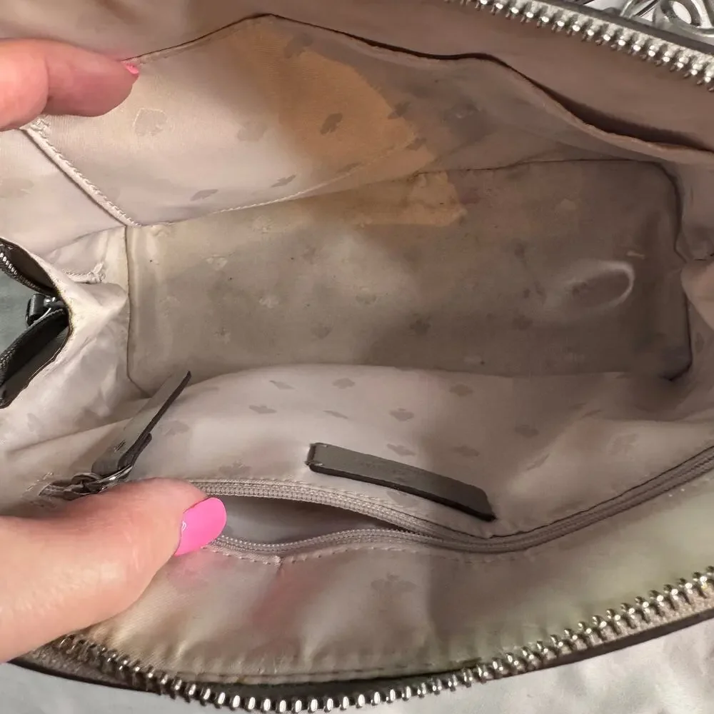 Kate Spade New York Gray Dome Satchel Crossbody Bag Pebbled Leather Purse - Picture 6 of 10